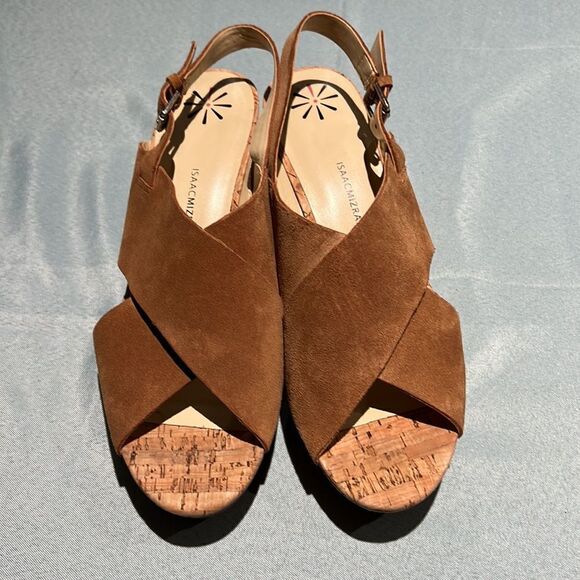 Isaac Mizrahi Live! Leather Sandals With Wedge Heel Size 11M B42 - Picture 4 of 8